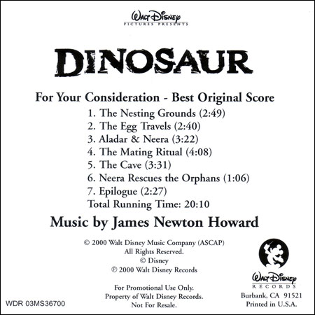 Обложка к альбому - Динозавр / Dinosaur (For Your Consideration - Best Original Score)